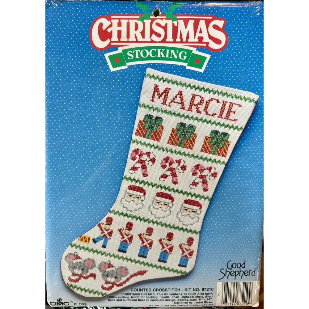 Vintage NOS 1988"Christmas Dreams" Christmas Stocking Cross Stitch Craft Kit DMC